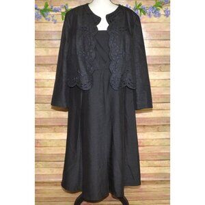 Giovanna Black Cutout Jacket & Midi Sleeveless FitnFlare Dress Plus Size 24W